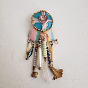 Vintage Fogg Abstract Dream Catcher Single Earrings Statement Pin Brooch Jewelry